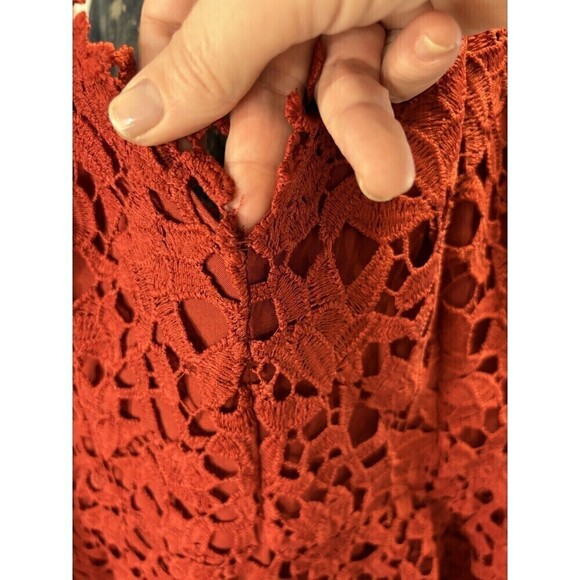 ASTR the Label Lace Dress Red Rust Medium Midi A Line Lined - Picture 15 of 16